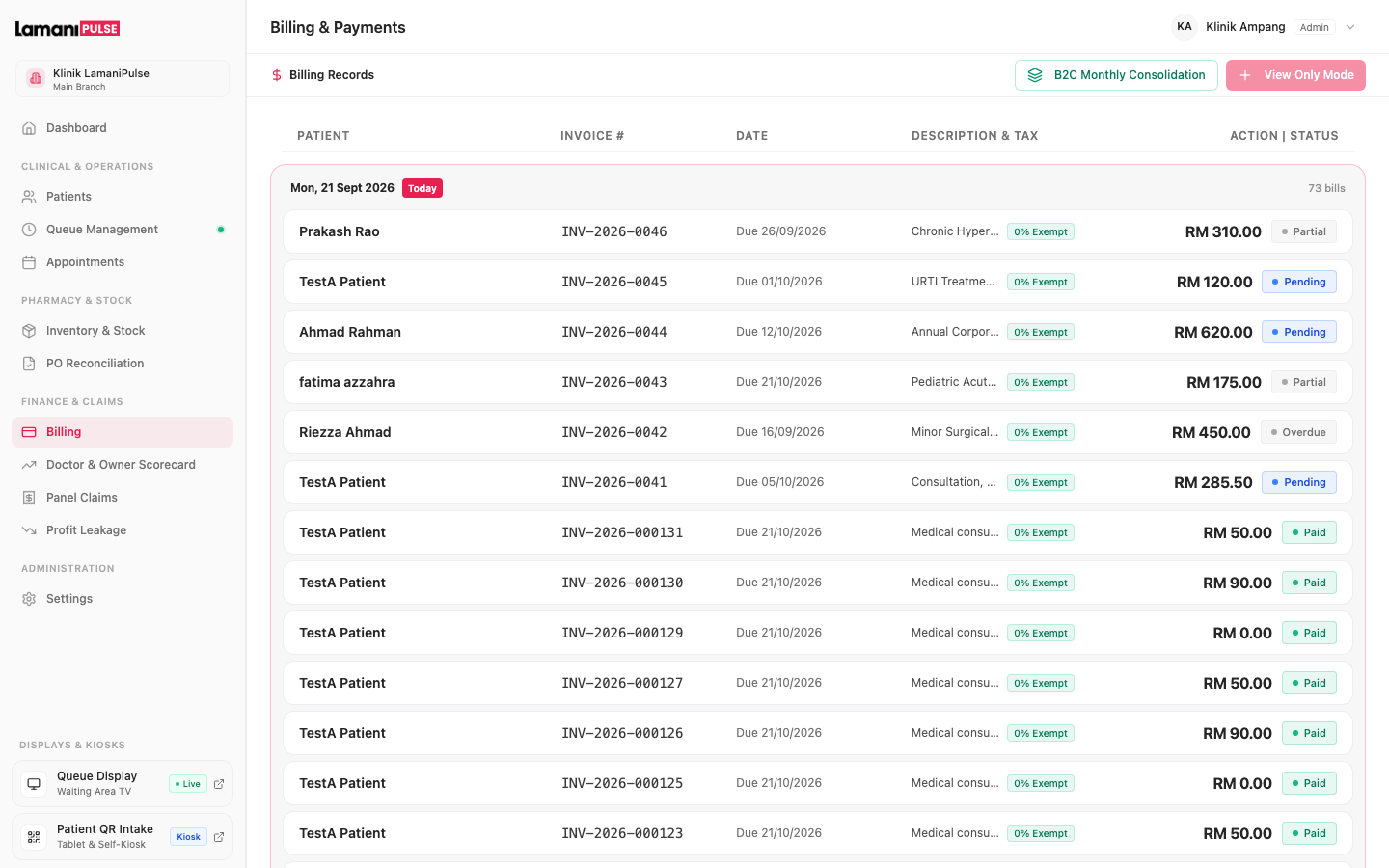 Clinic Management Software Malaysia — Dispensary POS, Split-Billing and 8% SST Checkout System