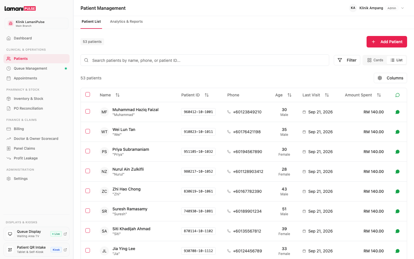 LamaniPulse Patient Directory and EMR Health Records